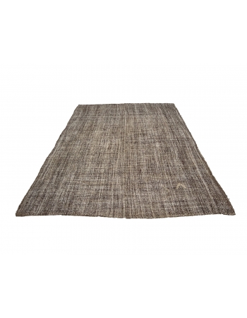 Brown Plain Vintage Modern Kilim Rug - 7`3" x 10`3"