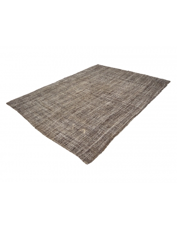 Brown Plain Vintage Modern Kilim Rug - 7`3" x 10`3"