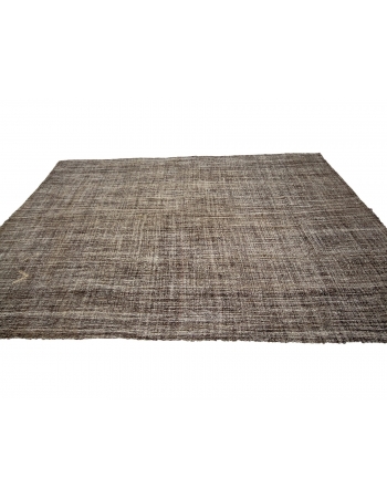 Brown Plain Vintage Modern Kilim Rug - 7`3" x 10`3"