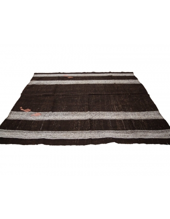 Brown & Gray Vintage Goat Hair Kilim Rug - 6`9" x 8`10"