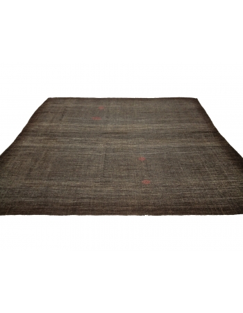 Brown Modern Vintage Goat Hair Kilim Rug - 8`2" x 10`2"