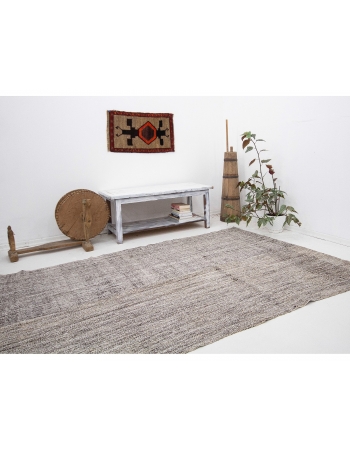 Gray & Brown Modern Vintage Kilim Rug - 5`6" x 11`3"