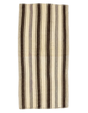 Ivory & Brown Striped Vintage Kilim Rug - 2`11" x 6`0"