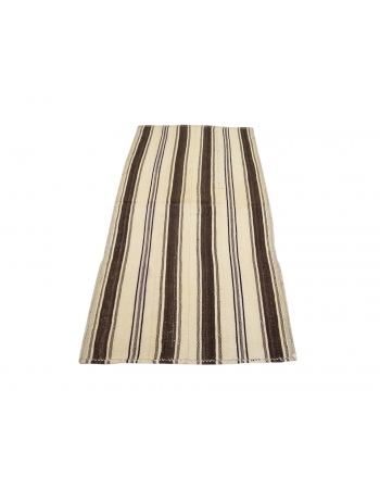 Ivory & Brown Striped Vintage Kilim Rug - 2`11" x 6`0"