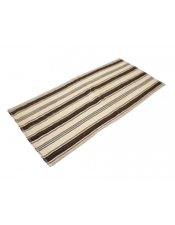 Ivory & Brown Striped Vintage Kilim Rug - 2`11" x 6`0"