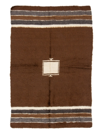 Brown Vintage Turkish Blanket Kilim Rug - 4`5" x 6`7"