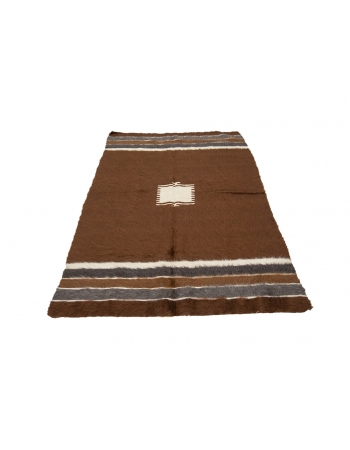 Brown Vintage Turkish Blanket Kilim Rug - 4`5" x 6`7"
