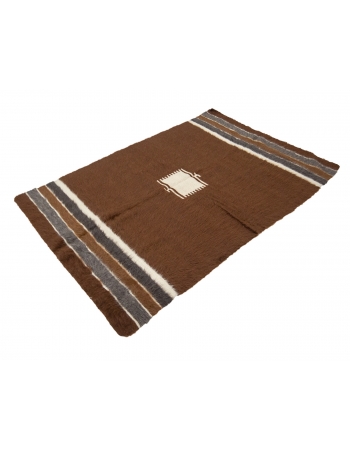 Brown Vintage Turkish Blanket Kilim Rug - 4`5" x 6`7"