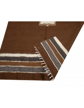 Brown Vintage Turkish Blanket Kilim Rug - 4`5" x 6`7"