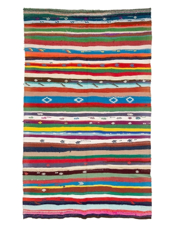Colorful Striped Vintage Kilim Rug - 6`7" x 10`8"