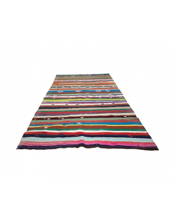 Colorful Striped Vintage Kilim Rug - 6`7" x 10`8"