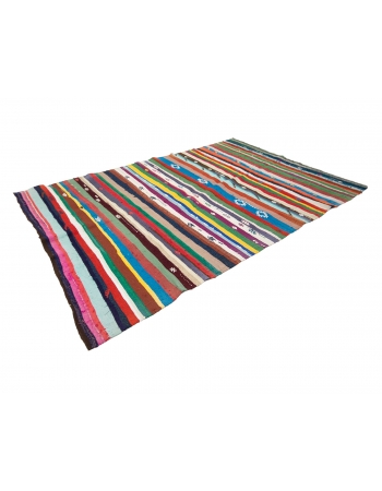 Colorful Striped Vintage Kilim Rug - 6`7" x 10`8"