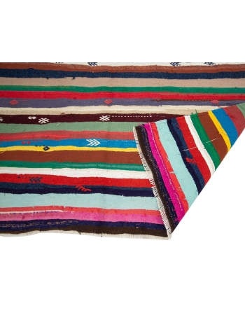 Colorful Striped Vintage Kilim Rug - 6`7" x 10`8"