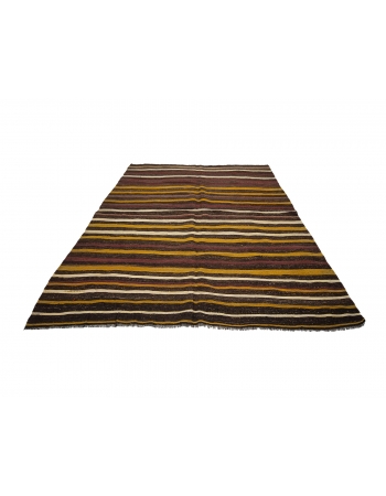 Striped Vintage Goat Hair Kilim Rug - 7`3" x 9`5"