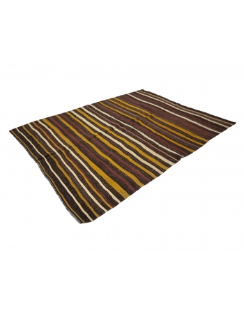 Striped Vintage Goat Hair Kilim Rug - 7`3" x 9`5"