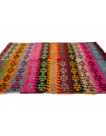 Colorful Vintage Unique Turkish Kilim Rug - 5`9" x 9`11"