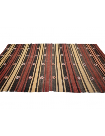 Red & Yellow & Black Vintage Kilim Rug - 6`3" x 11`3"