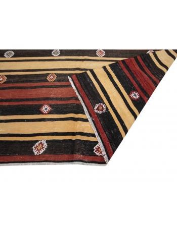 Red & Yellow & Black Vintage Kilim Rug - 6`3" x 11`3"