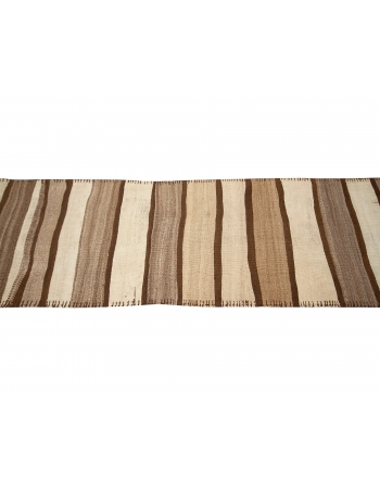 Vintage Brown Wool Kilim Runner - 2`6" x 11`2"