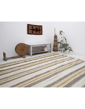 Vertical Striped Oversized Turkish Kilim Rug - 9`4" x 17`3"