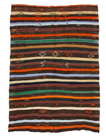 Stripoed Vintage Decorative Kilim Rug - 6`11" x 8`10"