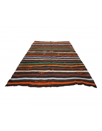 Stripoed Vintage Decorative Kilim Rug - 6`11" x 8`10"