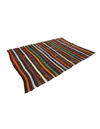 Stripoed Vintage Decorative Kilim Rug - 6`11" x 8`10"