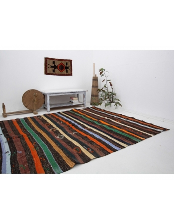 Stripoed Vintage Decorative Kilim Rug - 6`11" x 8`10"