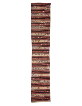 Decorative Vintage Turkish Kilim Runner - 2`6" x 13`0"