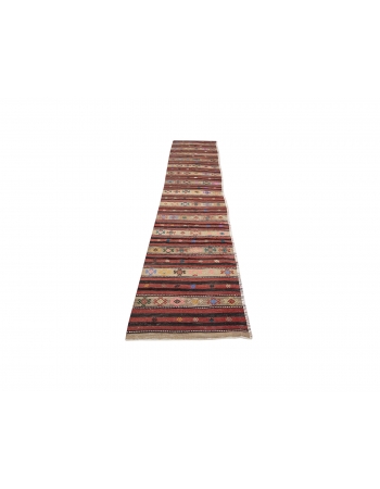 Decorative Vintage Turkish Kilim Runner - 2`6" x 13`0"