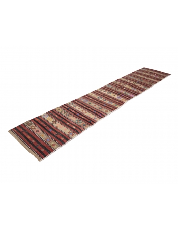 Decorative Vintage Turkish Kilim Runner - 2`6" x 13`0"