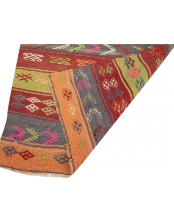 Decorative Colorful Vintage Kilim Runner - 2`4" x 11`4"