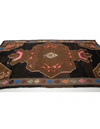 Decorative Vintage Turkish Kars Kilim Rug - 6`11" x 12`9"