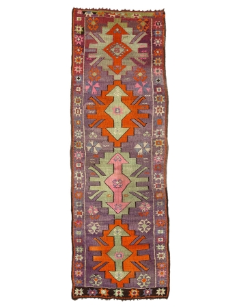 Purple & Orange Vintage Kilim Runner  - 3`4" x 10`4"