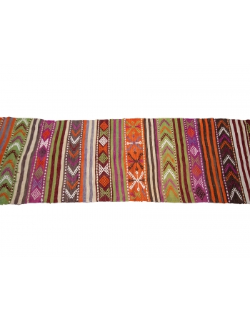 Colorful Embroidered Vintage Kilim Runner - 2`4" x 9`2"