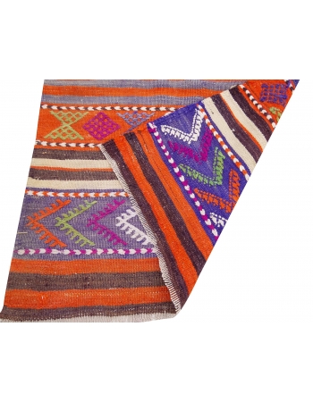 Colorful Embroidered Vintage Kilim Runner - 2`4" x 9`2"