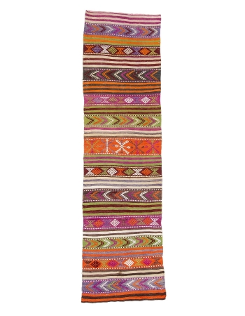 Vintage Colorful Turkish Kilim Runner - 2`6" x 9`0"