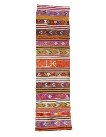 Vintage Colorful Turkish Kilim Runner - 2`6" x 9`0"