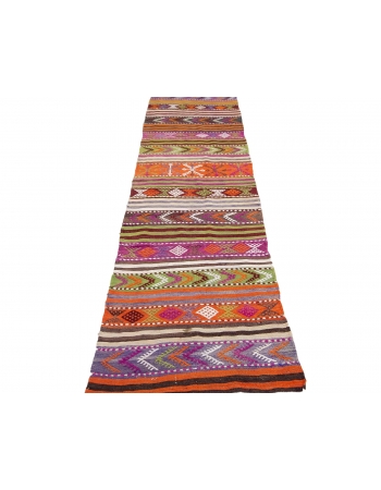 Vintage Colorful Turkish Kilim Runner - 2`6" x 9`0"