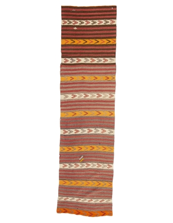 Striped Vintage Turkish Kilim Runner - 2`6" x 9`7"