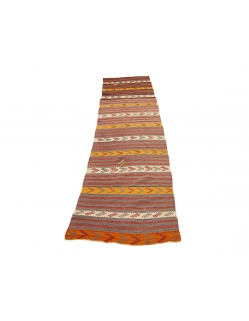 Striped Vintage Turkish Kilim Runner - 2`6" x 9`7"