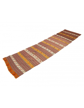 Striped Vintage Turkish Kilim Runner - 2`6" x 9`7"