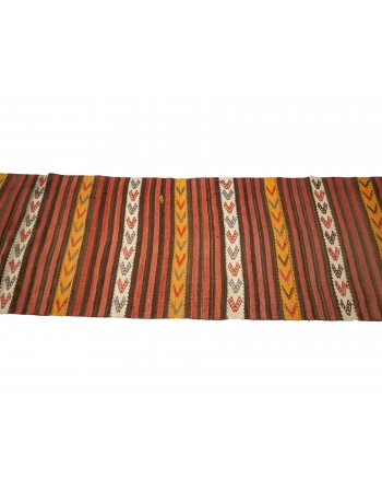 Vintage Striped Red & Yellow Kilim Runner  - 2`7" x 9`10"