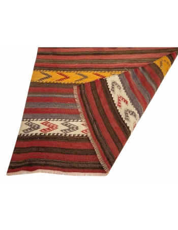 Vintage Striped Red & Yellow Kilim Runner  - 2`7" x 9`10"