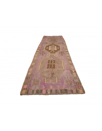 Purple Vintage Decorative Kilim Rug - 4`7" x 15`3"