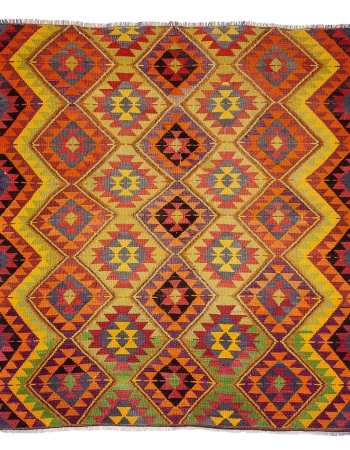 Square Vintage Colorful Kilim Rug - 8`2" x 9`1"