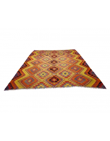 Square Vintage Colorful Kilim Rug - 8`2" x 9`1"