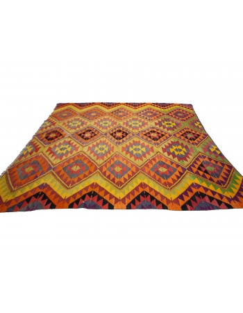 Square Vintage Colorful Kilim Rug - 8`2" x 9`1"