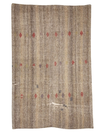 Brown & Gray Vintage Modern Kilim - 6`4" x 9`6"