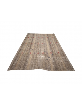 Brown & Gray Vintage Modern Kilim - 6`4" x 9`6"